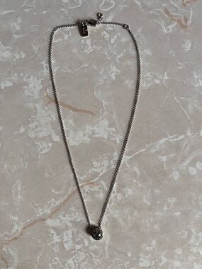Coach Silver Pendant Necklace with Round Crystal Accent